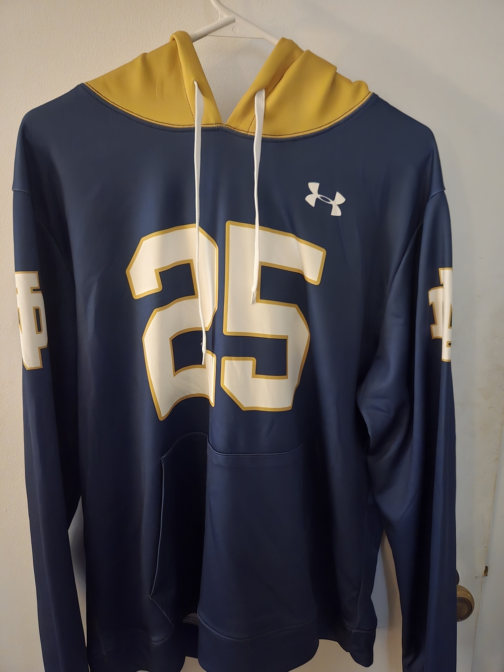 Under Armour Notre Dame Men’s Navy & Gold Zip-Up Hoodie - #25 Graphic